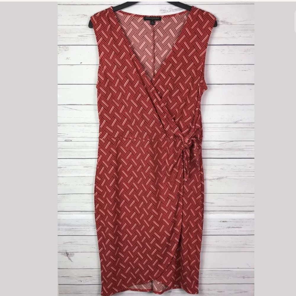 Banana Republic Dress Red Jersey Surplice M